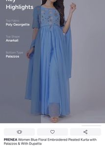 Pastel Blue Kurta set With palazzo &amp; Dupatta