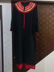 Embroidered Collar Button-Down Kurti