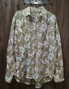 Embroidered Floral embroidery Button-Up Shirt