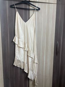 45 H&amp;M Flounced satin Slip dress