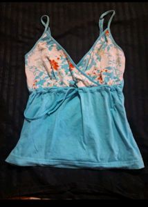 y2k Blue Floral Cami Top