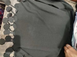 Stylish Black Top with Scalloped Hem