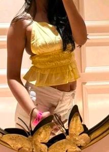 Chic Yellow Smocked Crop Top
