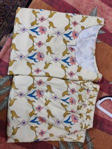 Floral Printed Kurta and Pyjama Night Suit