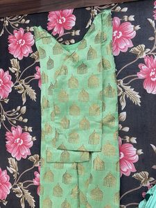 Mint Kurta N  Gold Plazo