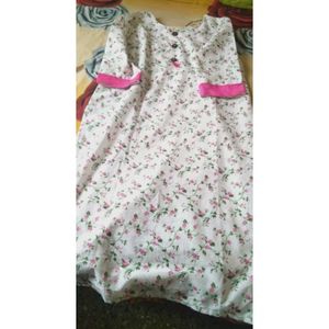 White Floral Straight Kurti