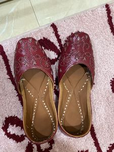 Maroon Embroidered Jutti high quality from udaip