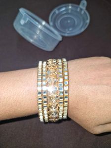 Beautiful Golden Bangles with Heart Detailing- new