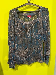 Paisley Print Sheer Blouse