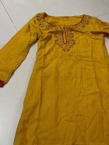 Yellow Embroidered Kurta