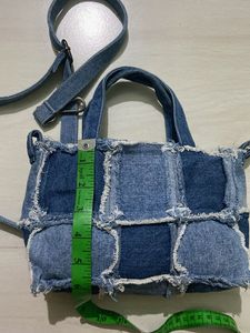 Patch Denim Shoulder and Hand Bag