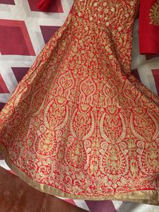 Red &amp; Gold Embroidered Wedding Gown