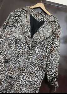 Brown Printed Winter Overcoat For 38 Bust