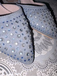 Sparkly blue grey  Mules heels