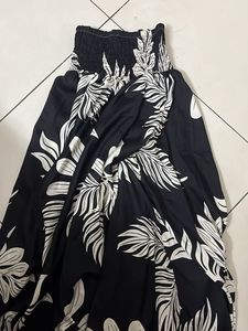 boho floral smocked waist wide leg trouser