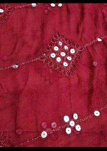 Maroon Sequined Dupatta with Tassels