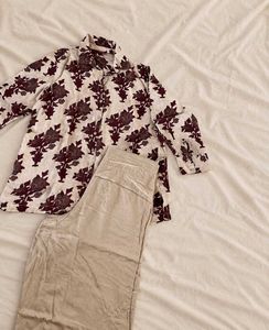 Floral Printed Shirt &amp; Palazzo Co-ord Set
