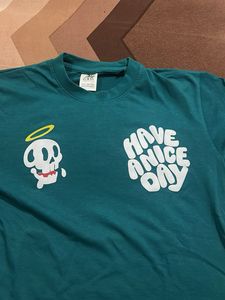 Teal "Have A Nice Day" Skull T-Shirt
