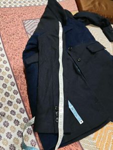 Navy Blue Textured winter coat and sweater free