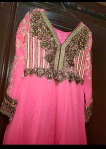 Stunning Pink Embroidered Anarkali kurta