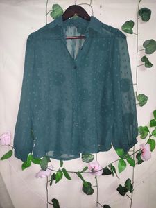 Green Sheer Dotted Blouse