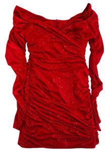 Sparkling Red Off-Shoulder Mini Dress