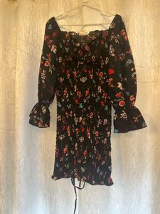 Black Floral Mini Dress