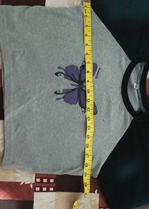 Grey Butterfly Print Raglan baby tee