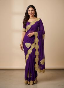 Beautiful Purple Embroidered Saree
