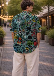 Men's Graphic Print Short Sleeve Shirt