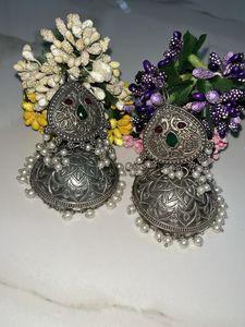 Oxidised German Silver Jhumka Earrings