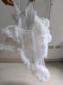 Adorable White Princess Dress with hand gloves and