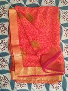 Elegant Orange Printed Saree
