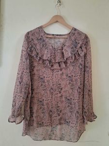 Chic Ruffled Floral Blouse