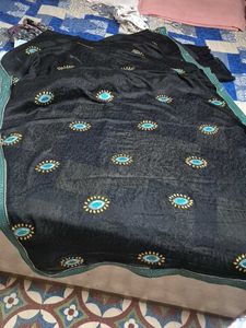 Elegant Black Embroidered Saree