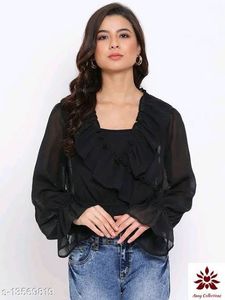 Sheer ruffled party top