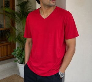 Men's Red V-Neck T-Shirt