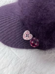Purple Fuzzy Baseball Cap with Heart Detail