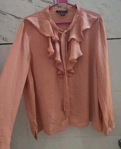 Atmosphere Ruffle Nude peach shirt