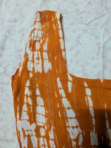 Orange Tie-Dye Sleeveless short Kurta