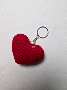 Set of 5 Crochet Heart Keychains