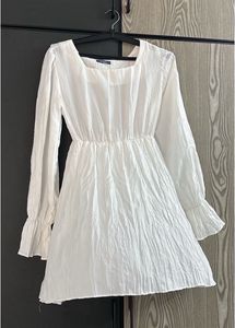 White Long Sleeve Mini Dress