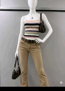 Striped Knit Cropped Tank Top