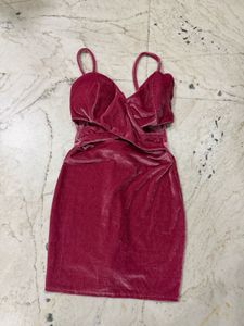 Velvet Crossover Bodycon Mini Dress with Cutouts