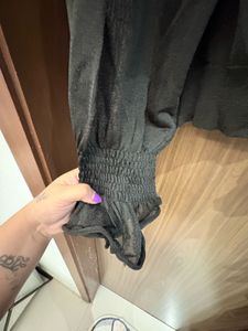 Sheer Black Bell Sleeve Blouse