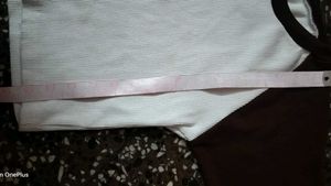 white Crop Top with brown Contrast Sleeves