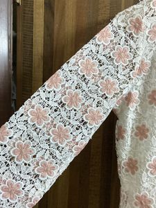 Chikankari White And Peach Kurti