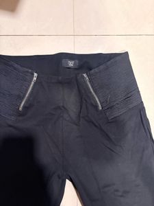 Black Zip Detail High Waisted Pants