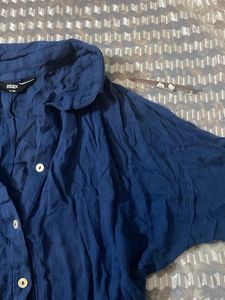 Blue Button-Up Linen Top