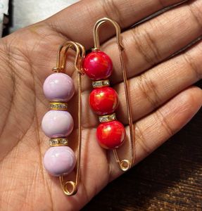 Chunky Beaded Safety Pin Brooches